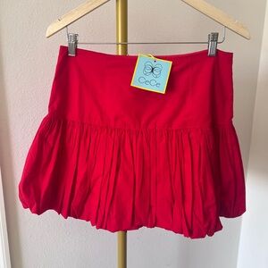 CeCe Vibrant Red Mini Mushroom Balloon Skirt Women Med NWT